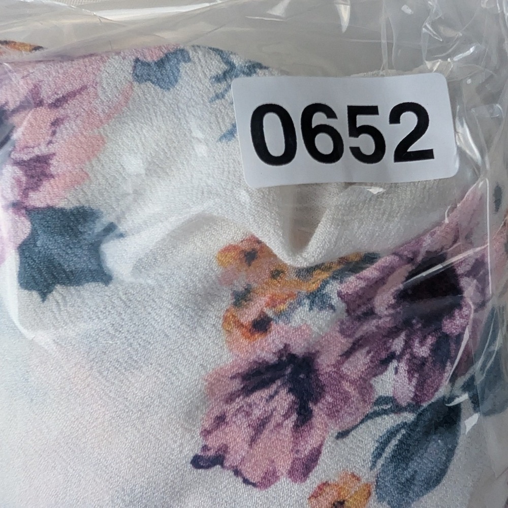 Rewind Floral Long Sleeve Peasant Top Cream Purple Tie Front Blouse Medium - Picture 10 of 10